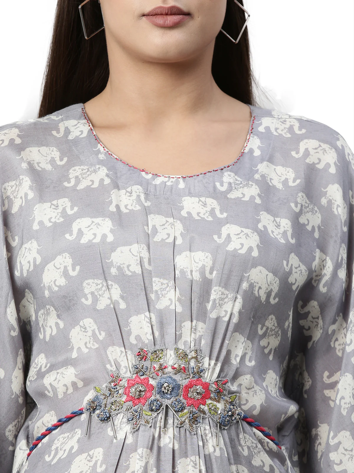 Neerus Grey Color Muslin Fabric Kurta - Image 2