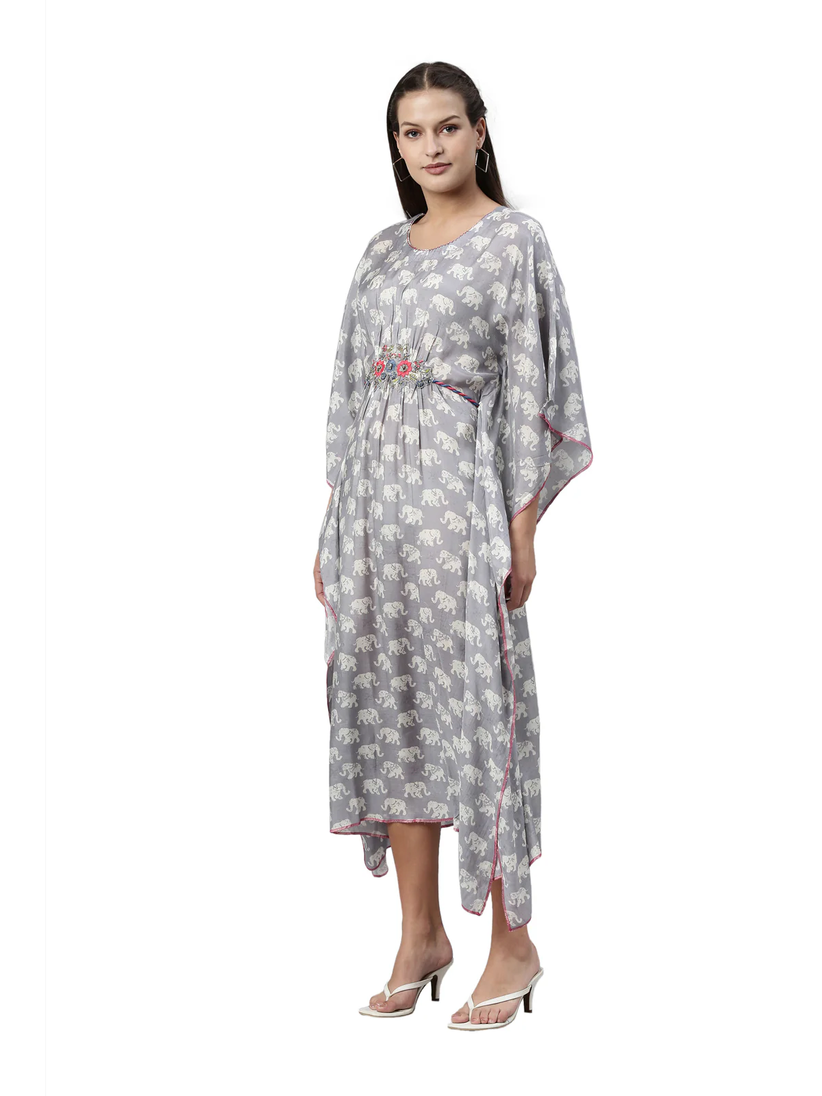 Neerus Grey Color Muslin Fabric Kurta - Image 3