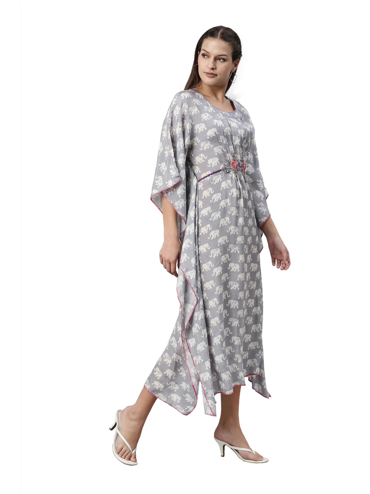 Neerus Grey Color Muslin Fabric Kurta - Image 4