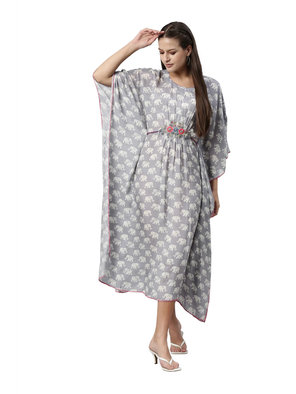 Neerus Grey Color Muslin Fabric Kurta - Image 6