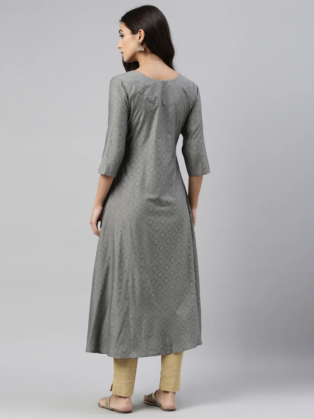 Neerus Grey Color Muslin Fabric Tunic - Image 4