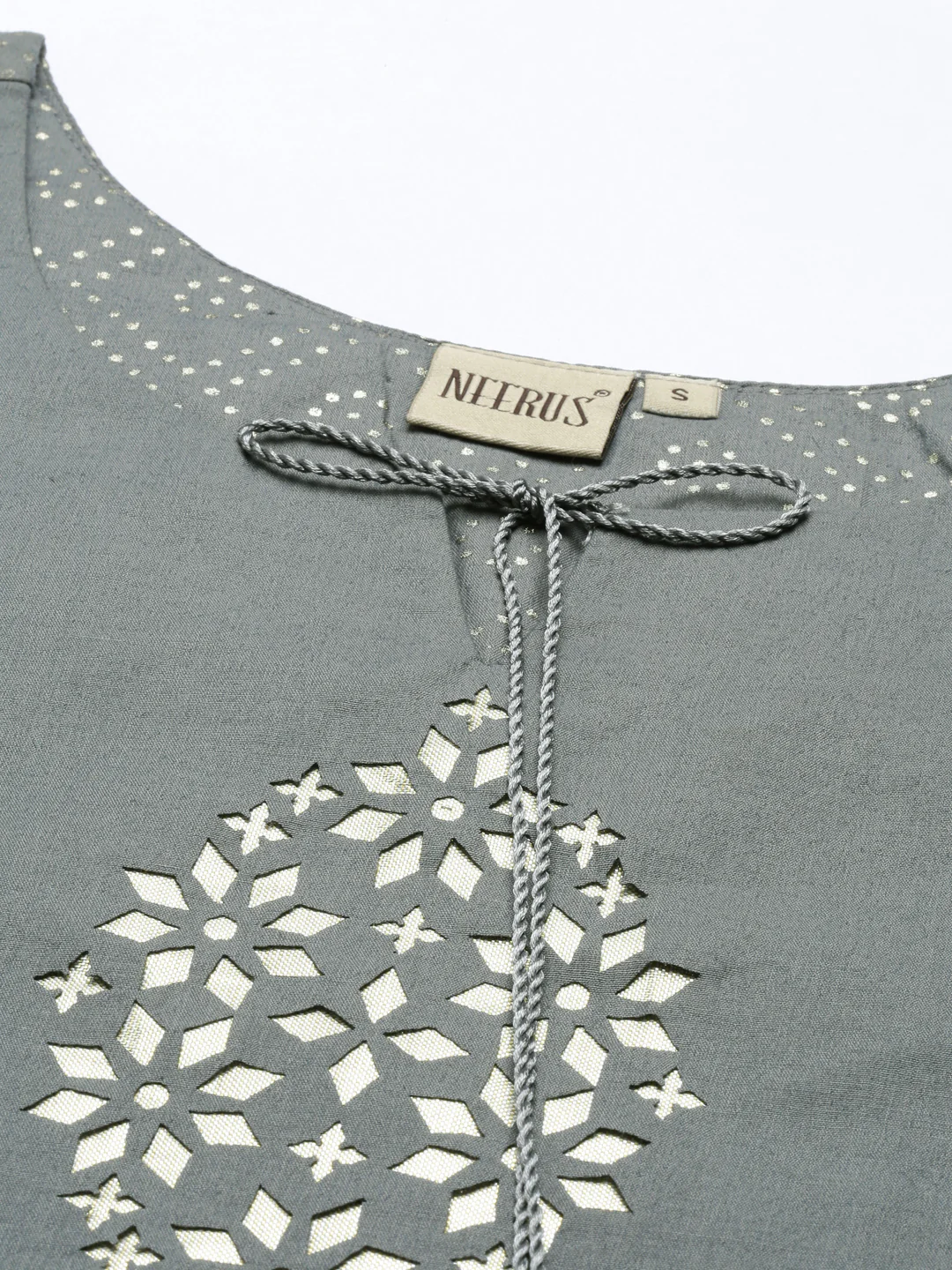 Neerus Grey Color Muslin Fabric Tunic - Image 8