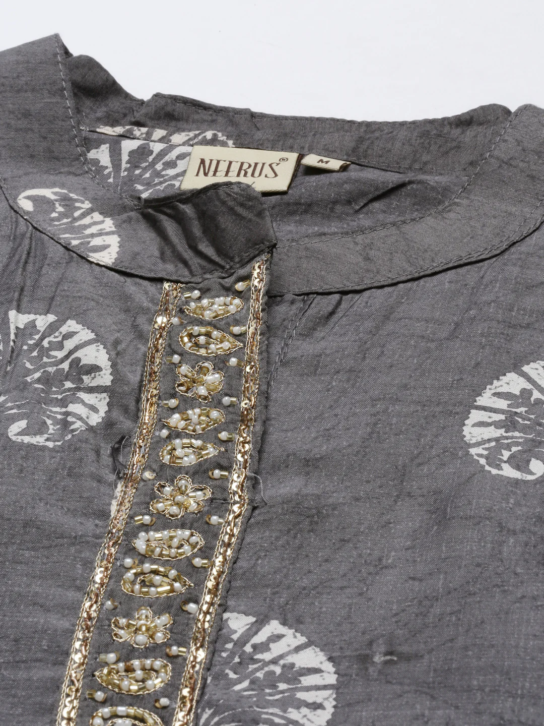 Neerus Grey Color Muslin Fabric Tunic - Image 2