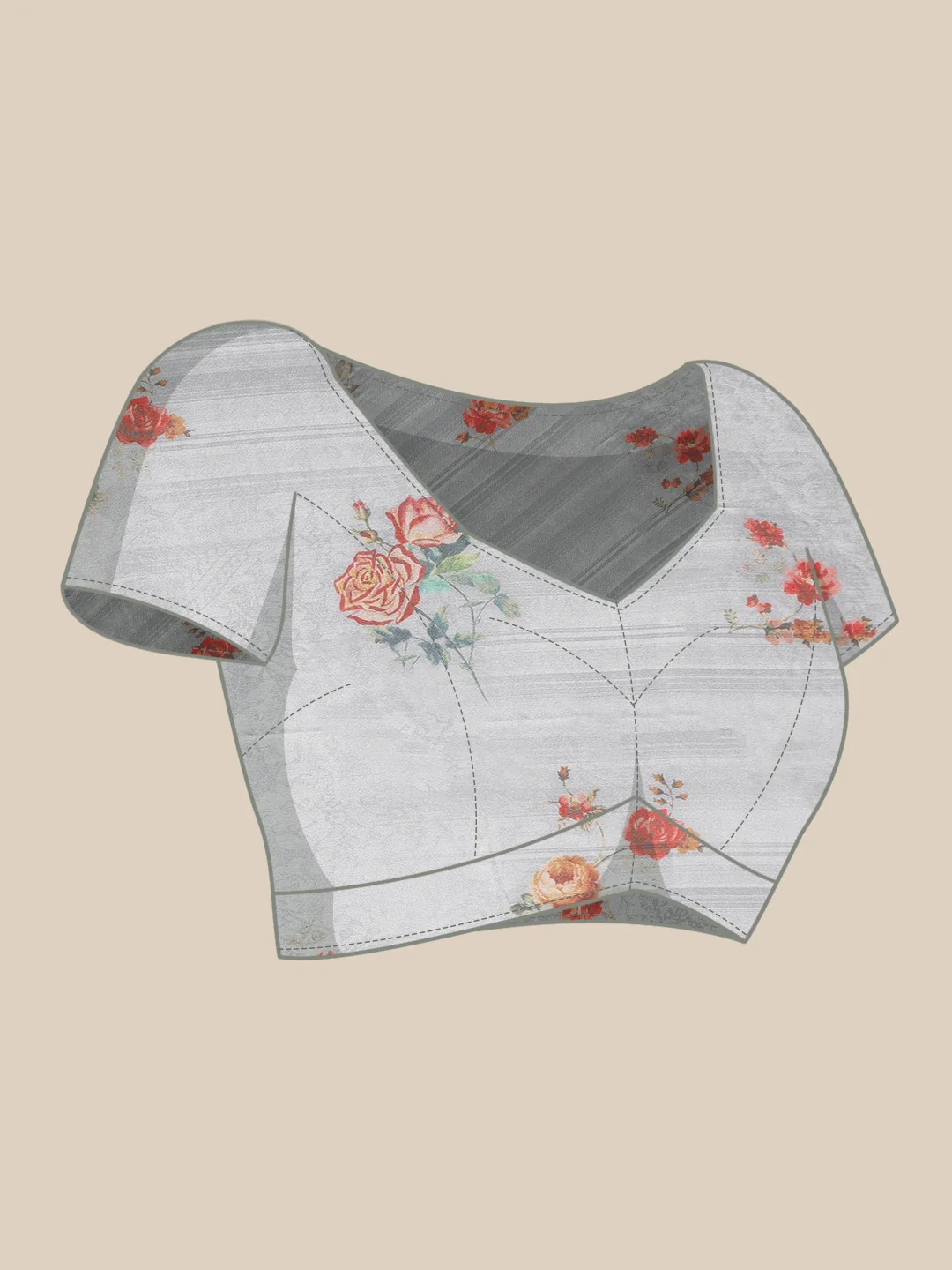 Neerus Grey Color Organza Fabric Saree - Image 5