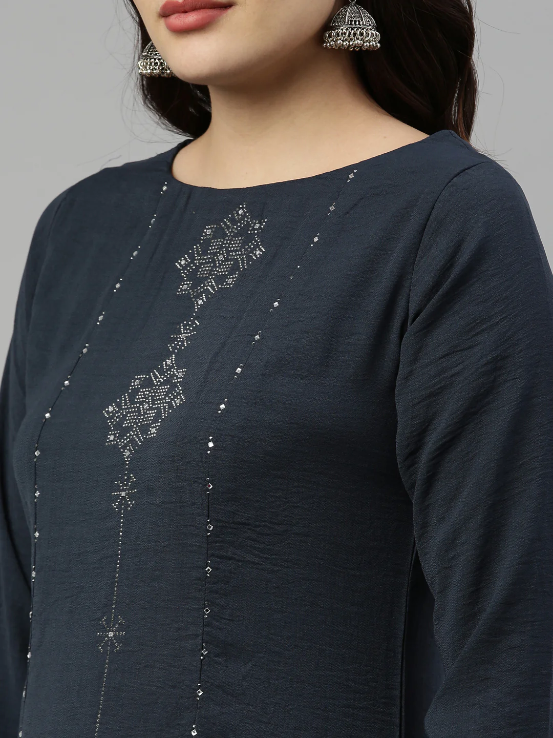 Neerus Grey Color Rayon Fabric Kurta - Image 8