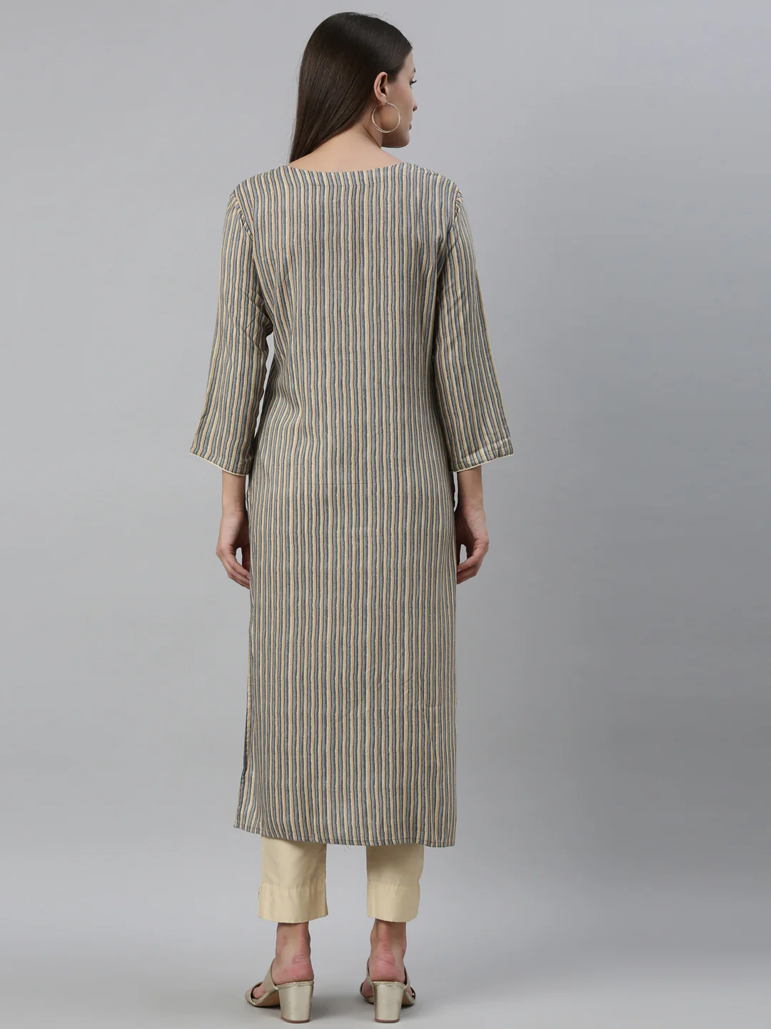 Neerus Grey Color Rayon Fabric Kurta - Image 12