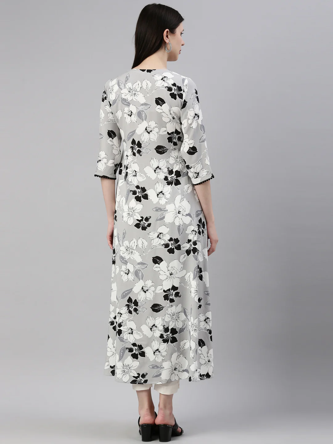 Neerus Grey Color Rayon Fabric Kurta - Image 5