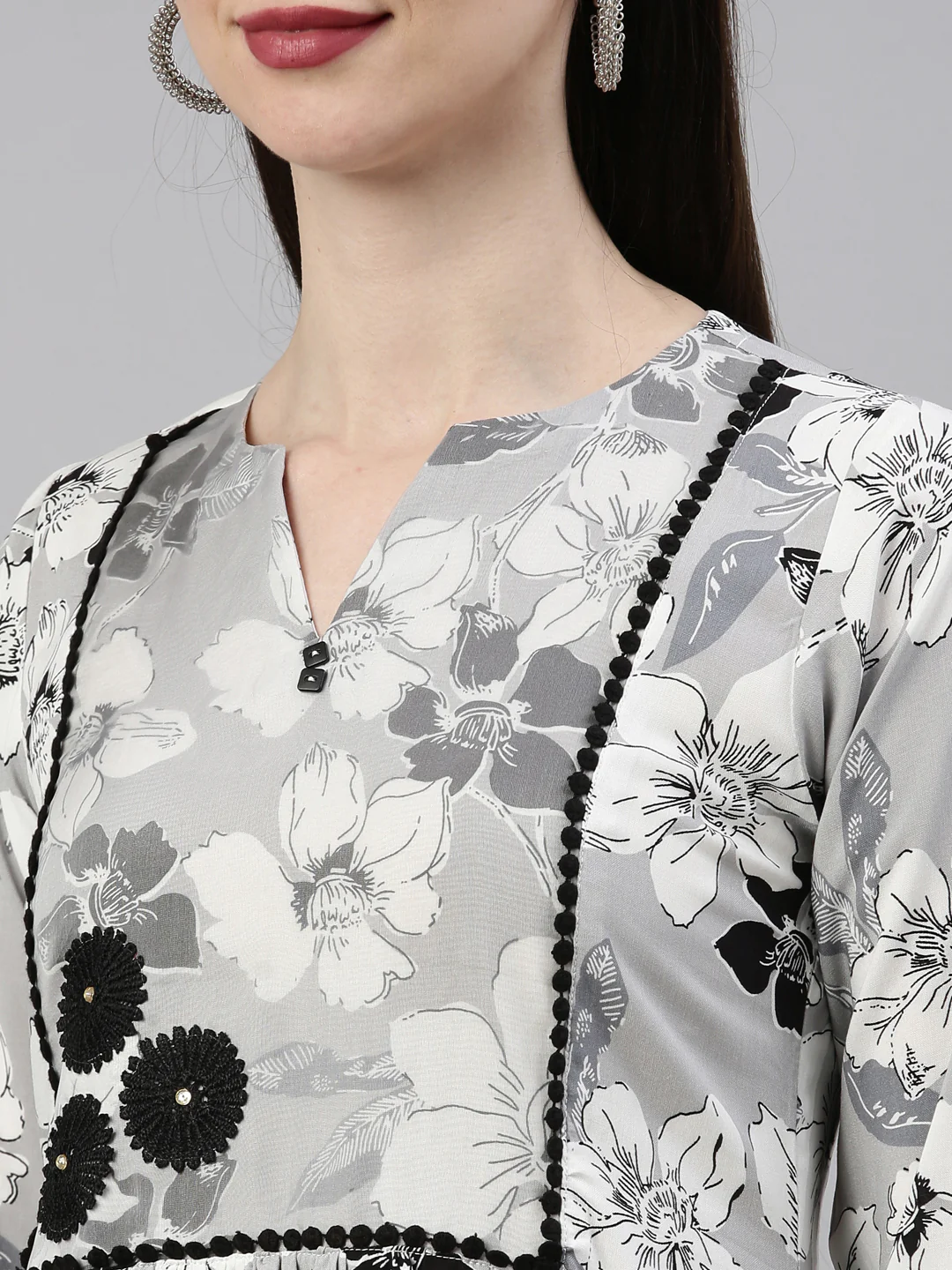 Neerus Grey Color Rayon Fabric Kurta - Image 8
