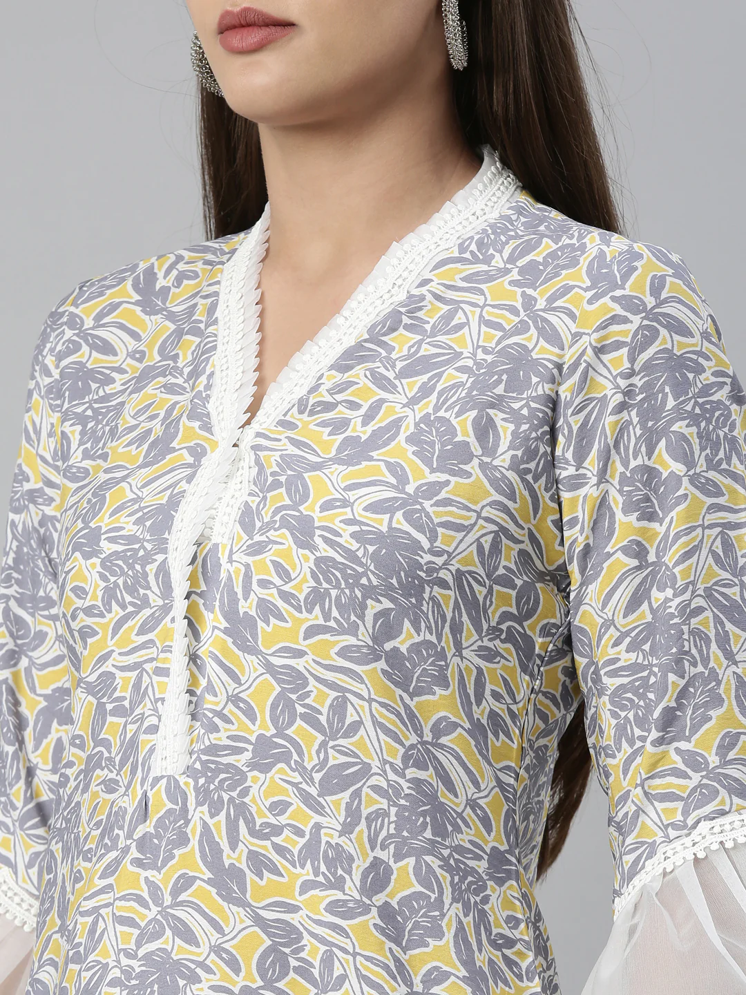 Neerus Grey Color Rayon Fabric Kurta - Image 8