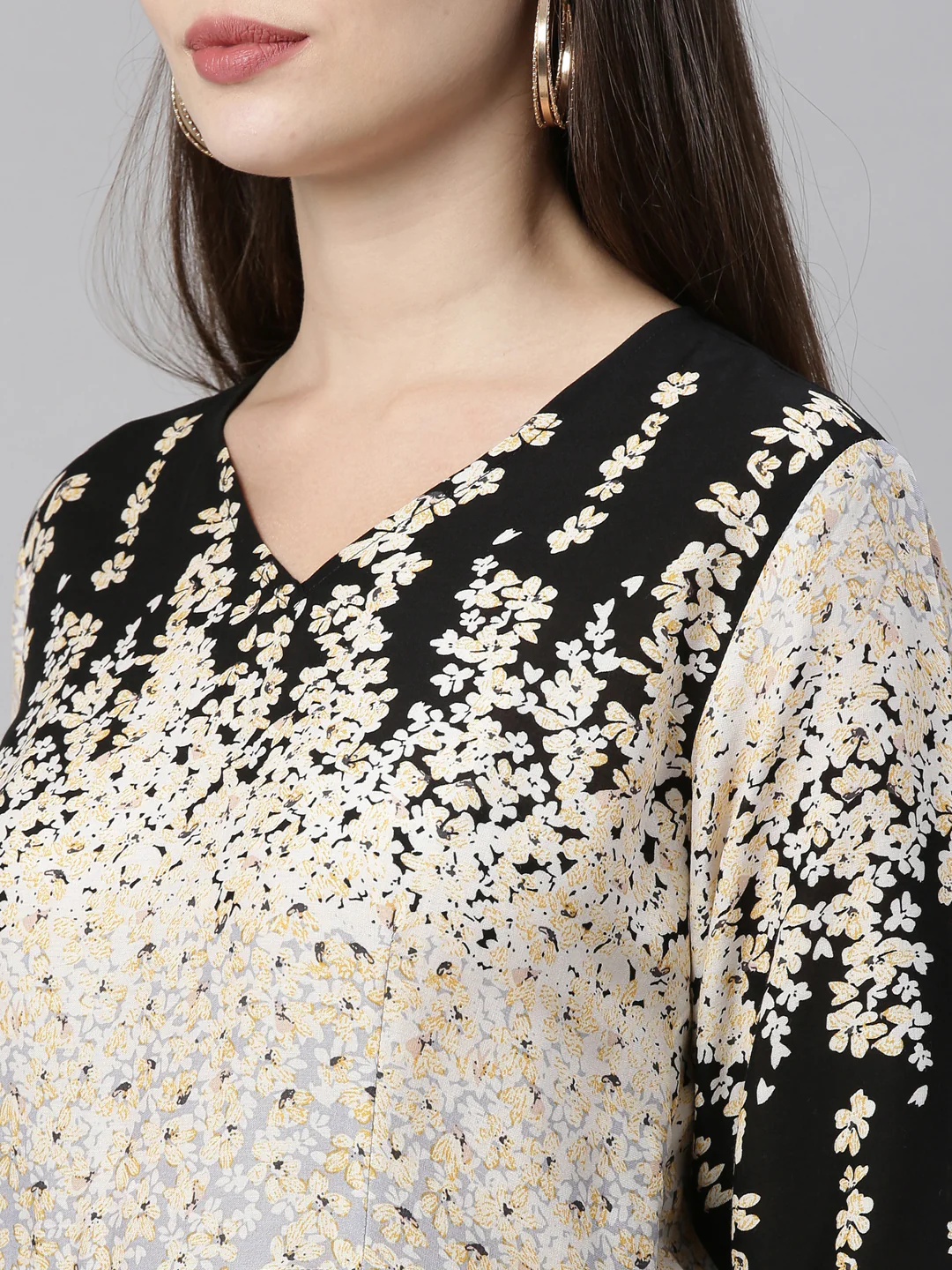Neerus Grey Color Rayon Fabric Tunic - Image 2