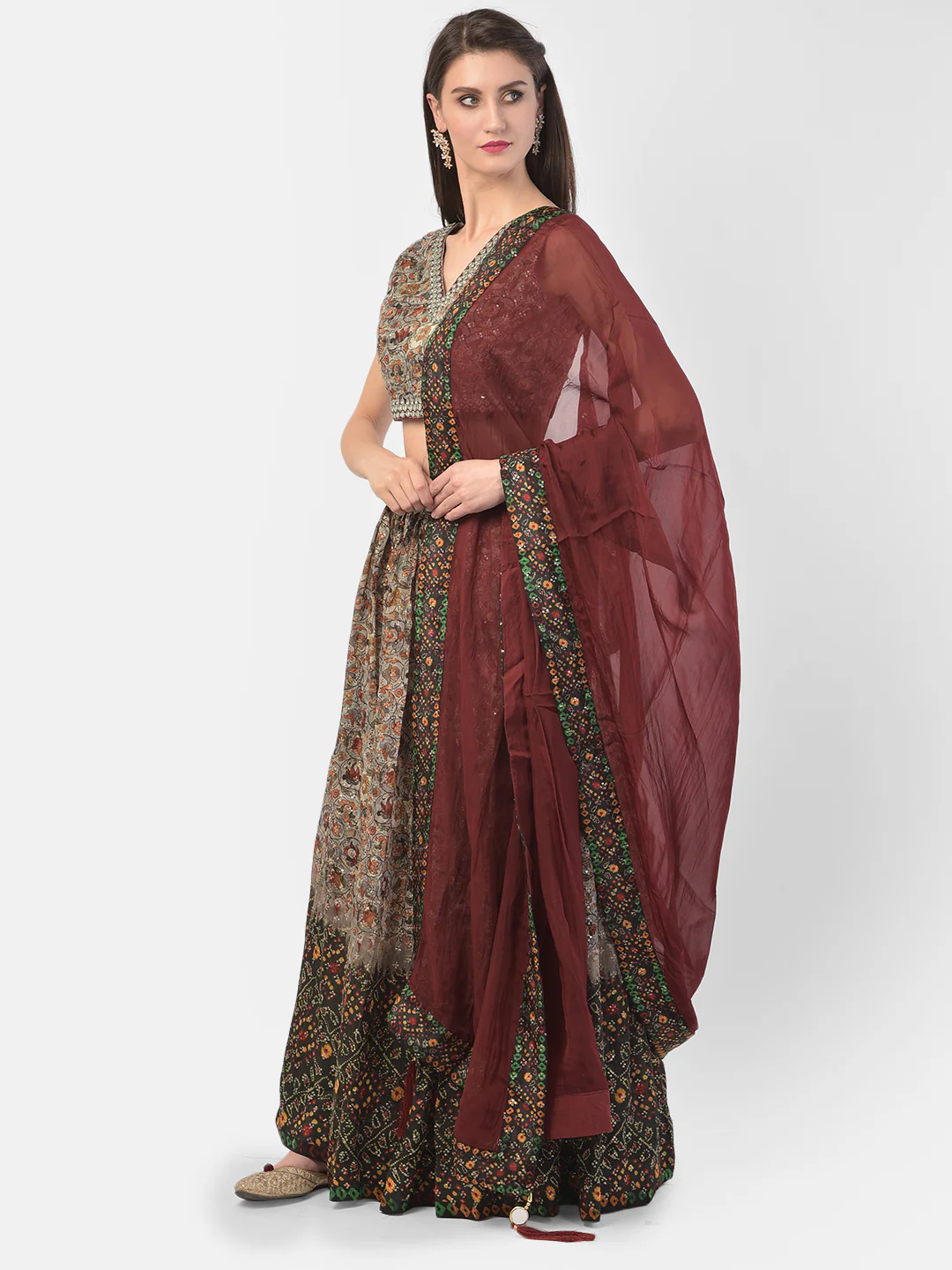 Neerus Grey Color Silk Fabric Ghagra Set
