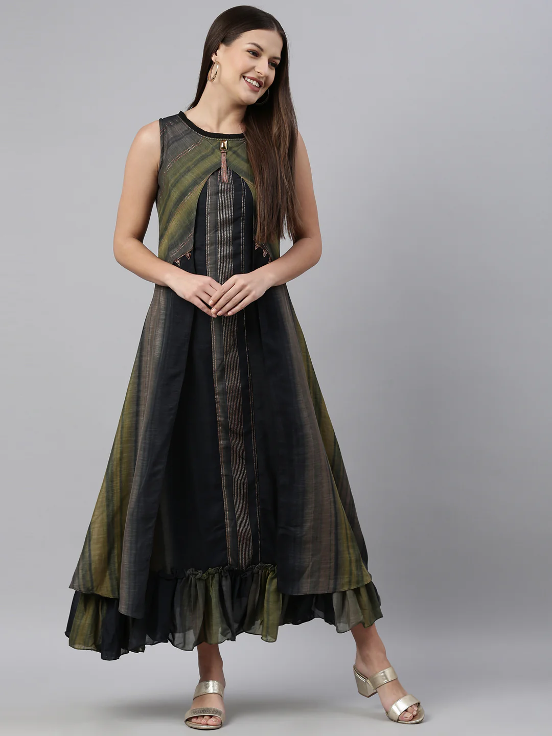 Neerus Grey Color Silk Fabric Kurta - Image 6