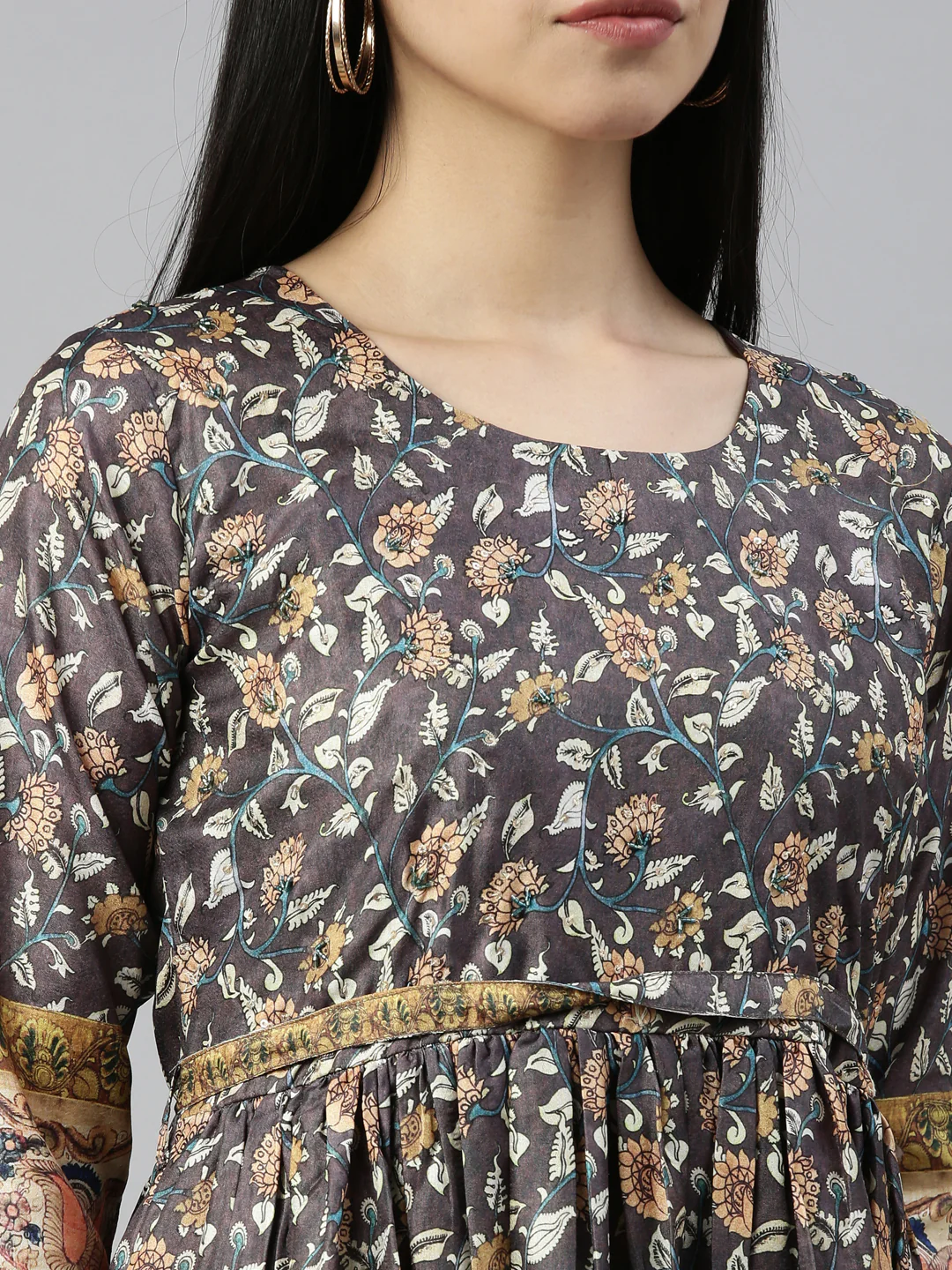 Neerus Grey Color Silk Fabric Kurta - Image 8