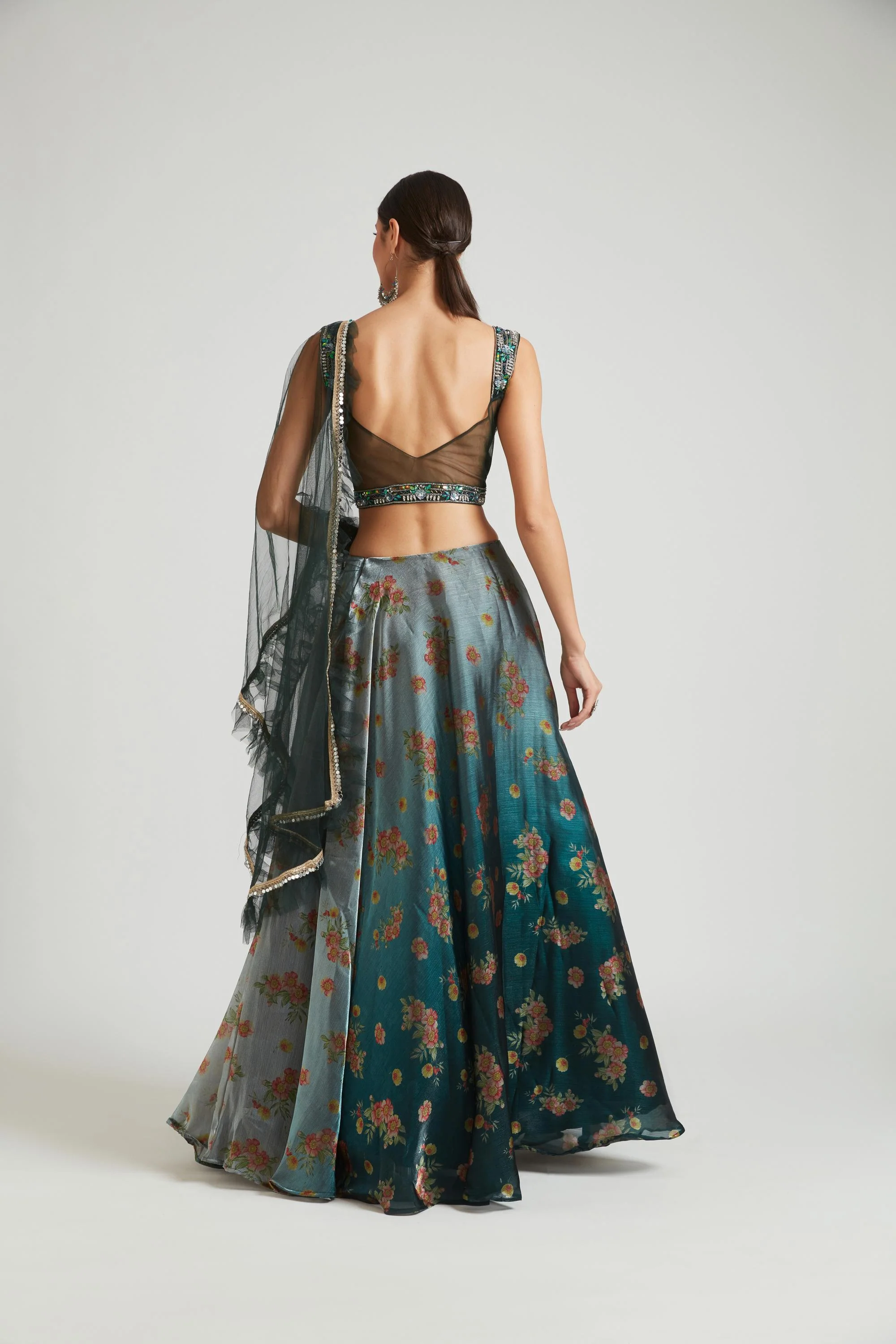 Neerus Grey Color Silk Fabric Lehenga Choli - Image 4