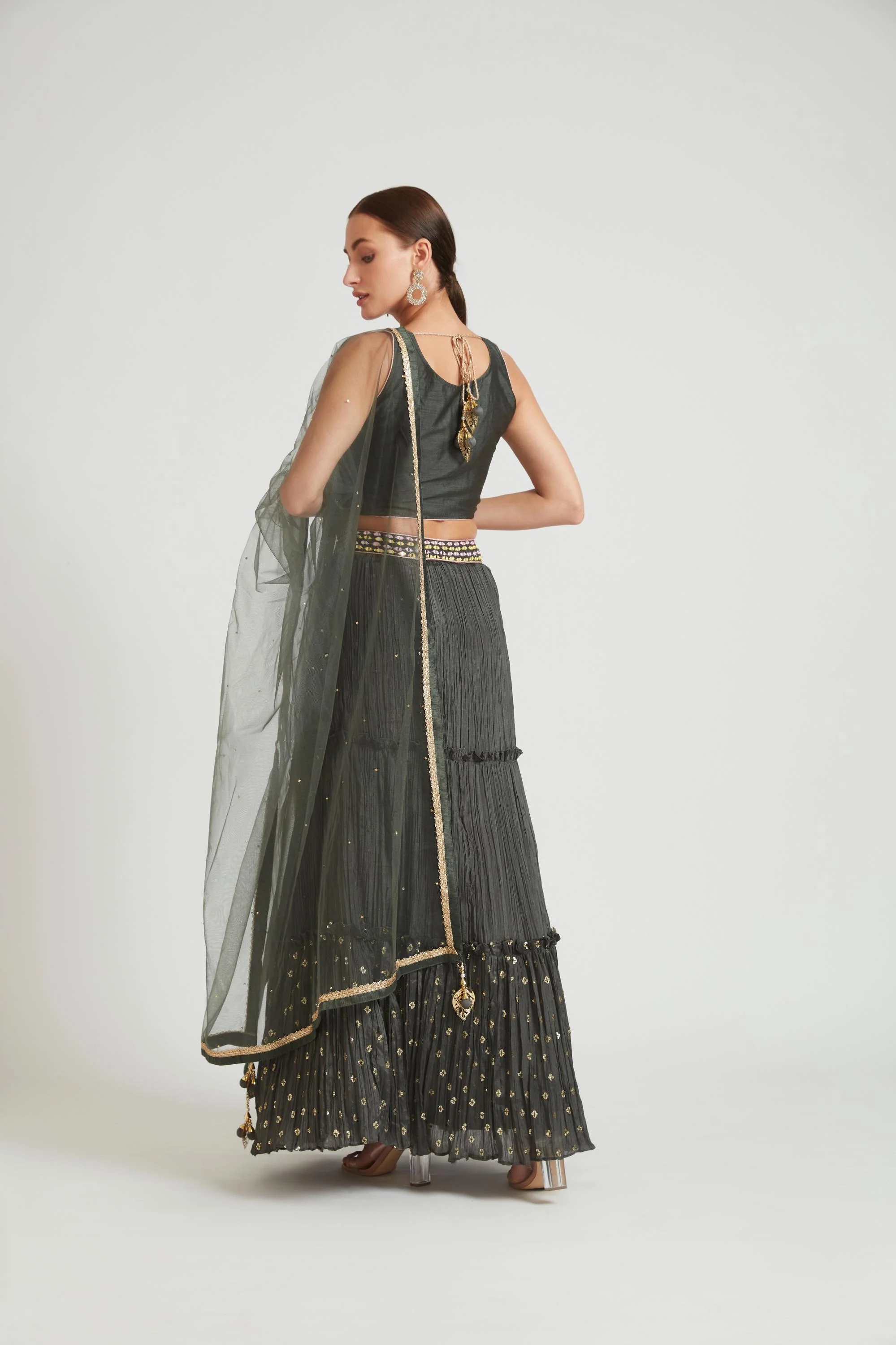Neerus Grey Color Silk Fabric Lehenga Choli - Image 6