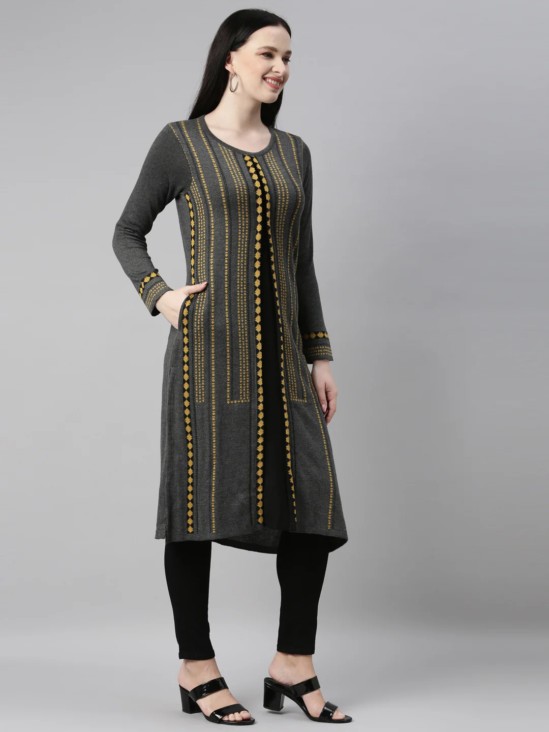Neerus Grey Color Kurta - Image 5