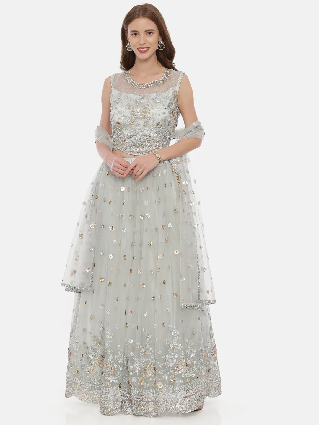 Neerus Grey Embellished Lehenga Set