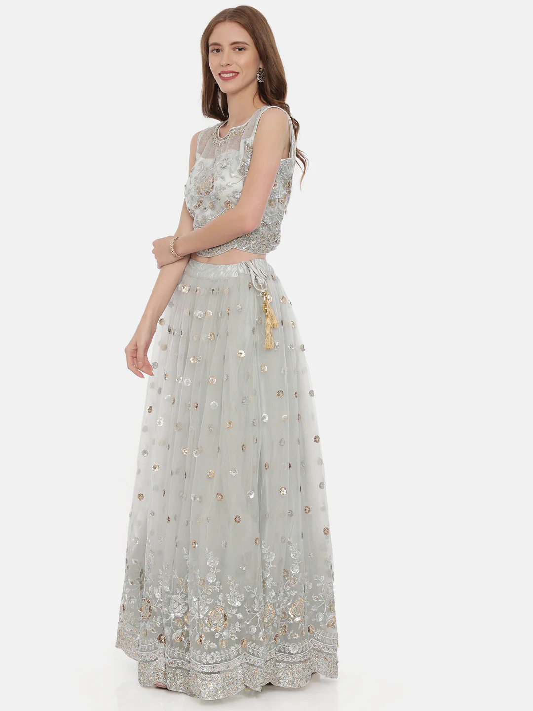 Neerus Grey Embellished Lehenga Set - Image 4