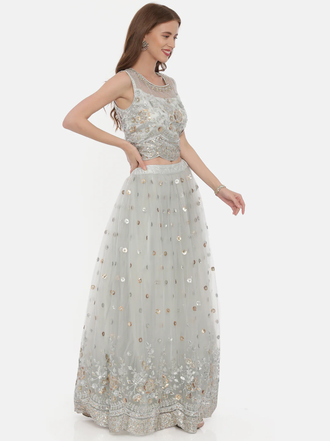 Neerus Grey Embellished Lehenga Set - Image 5