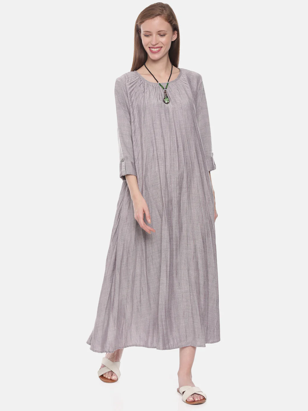Neerus Grey Flared Kurta