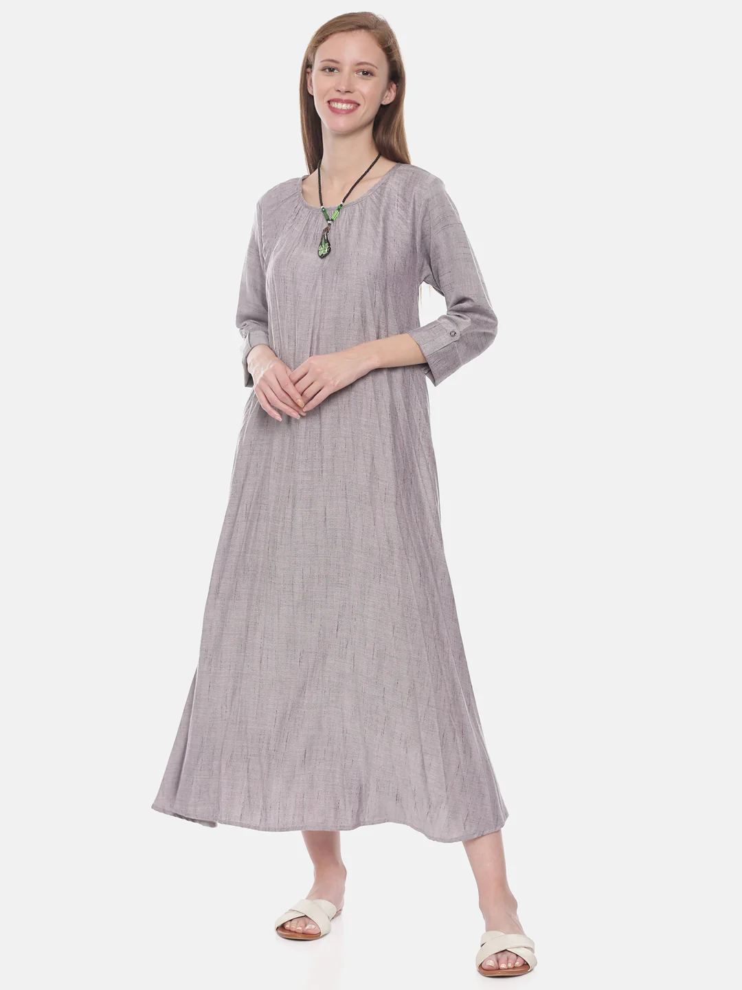 Neerus Grey Flared Kurta - Image 6
