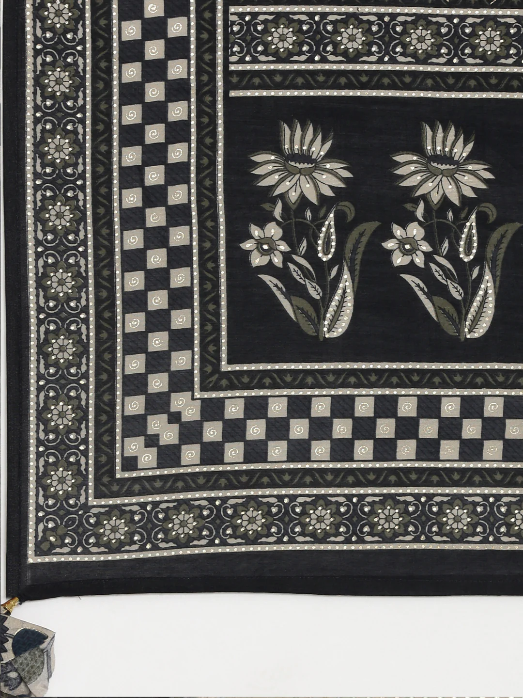 Neerus Grey Pleated Straight Printed Kurta And Trousers With Dupatta - Image 7