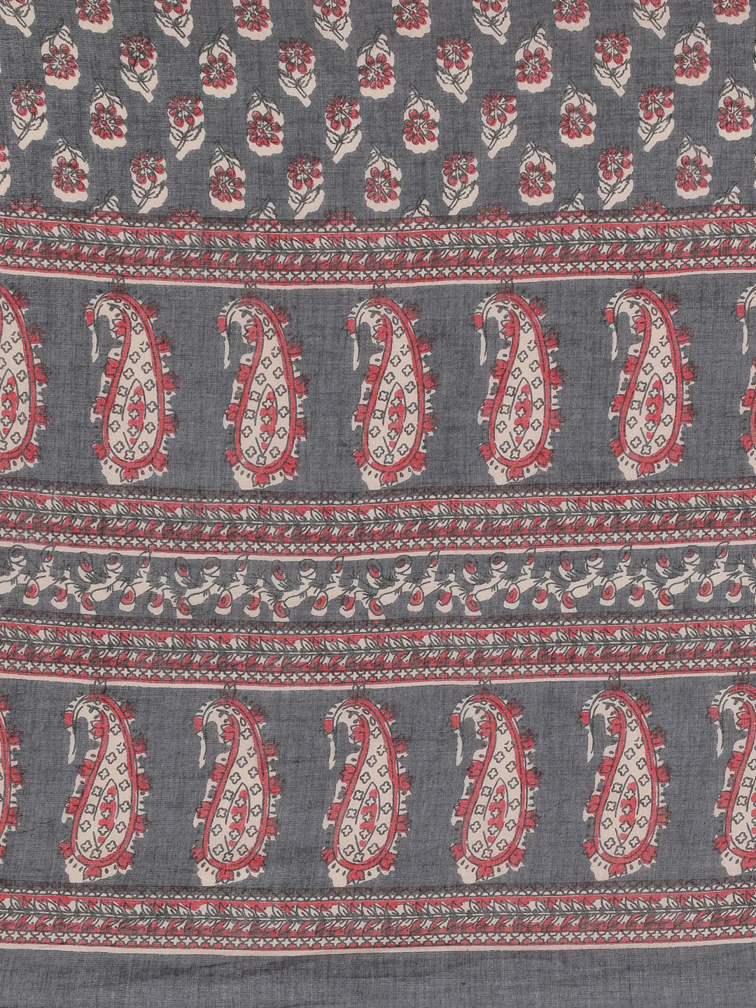 Neerus Grey Printed Anarkali Kurta and Trousers With Dupatta - Image 7