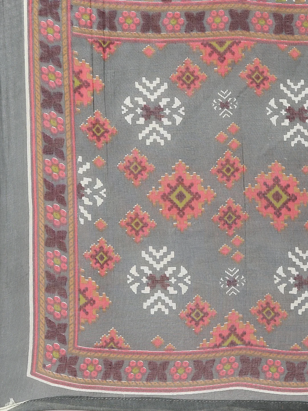 Neerus Grey Printed Straight Kurta and Trousers With Dupatta - Image 7
