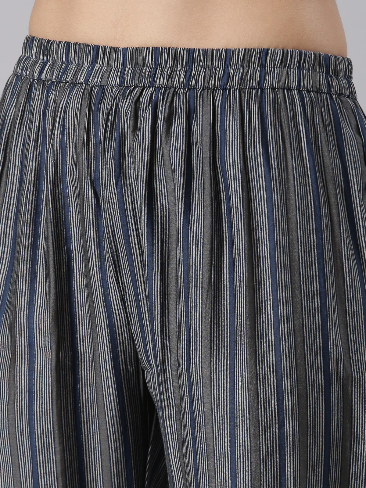 Neerus Grey Regular Calf Length Printed Kurta Printed Trousers With Dupatta - Image 5