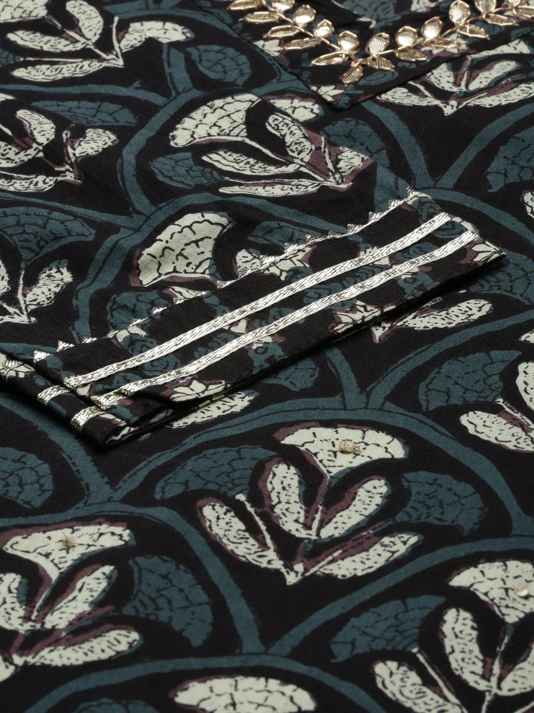 Neerus Grey Regular Knee Length Printed Kurta Printed Sharara With Dupatta - Image 5