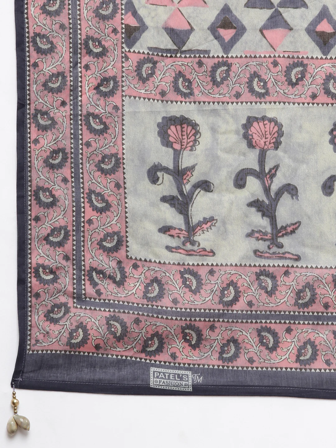 Neerus Grey Regular Straight Floral Kurta And Trousers With Dupatta - Image 7
