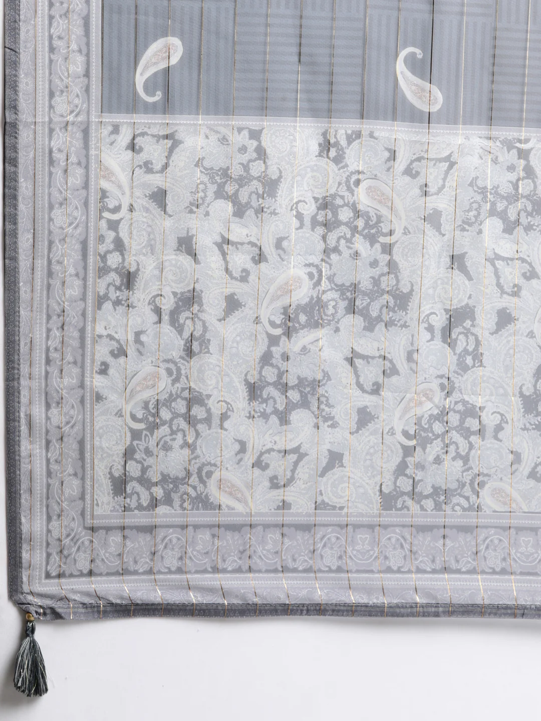 Neerus Grey Regular Straight Paisley Kurta And Trousers With Dupatta - Image 7
