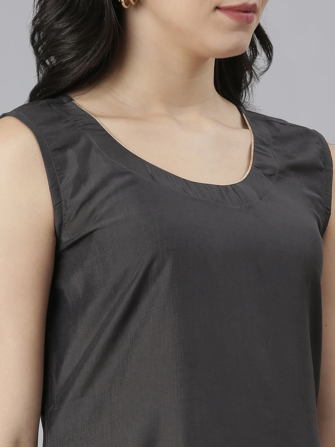 Neerus Grey Straight Casual Floral Dresses - Image 5