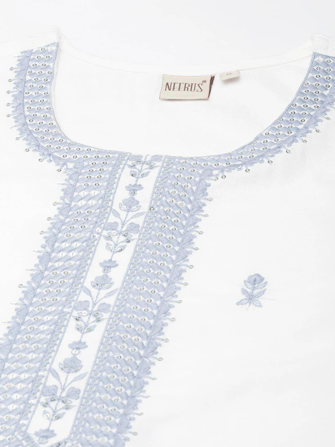 Neerus Grey Straight Casual Floral Straight Kurta - Image 5