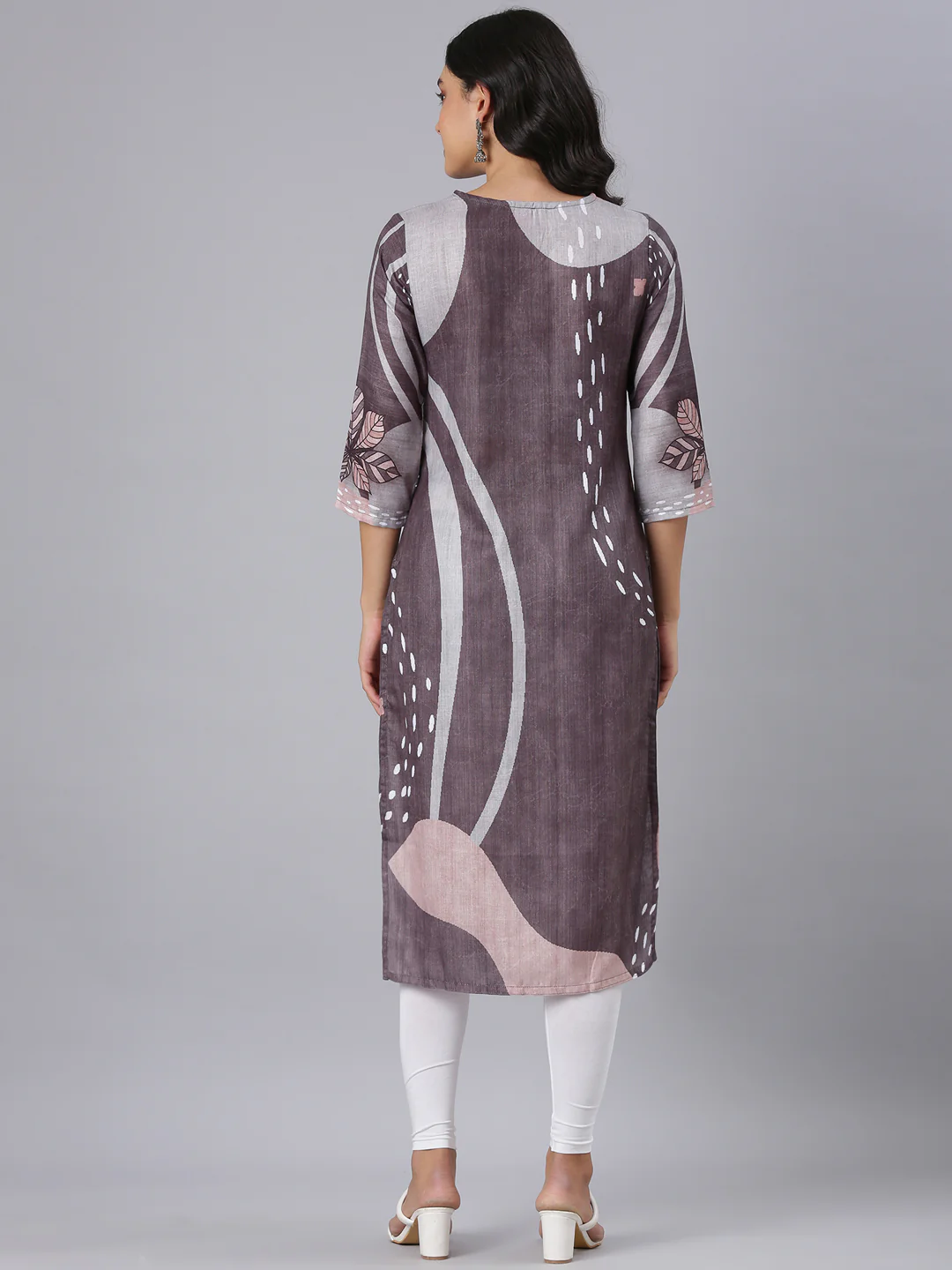 Neerus Grey Straight Casual Tribal Kurta - Image 3