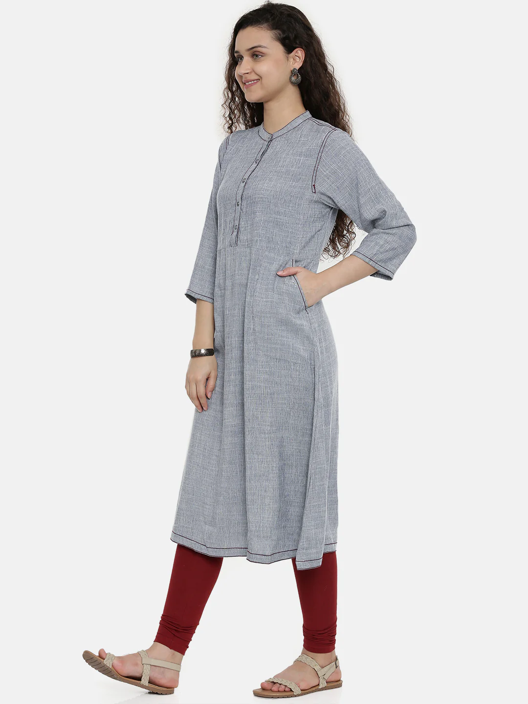 Neerus Grey Straight Kurta - Image 3