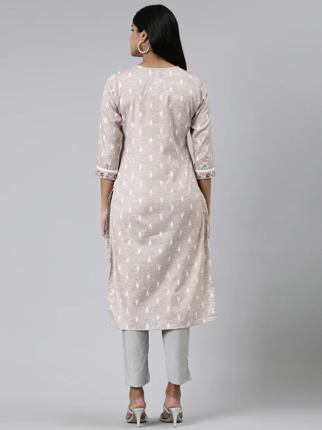 Neerus Grey Straight Printed Viscose Rayon Kurta - Image 3