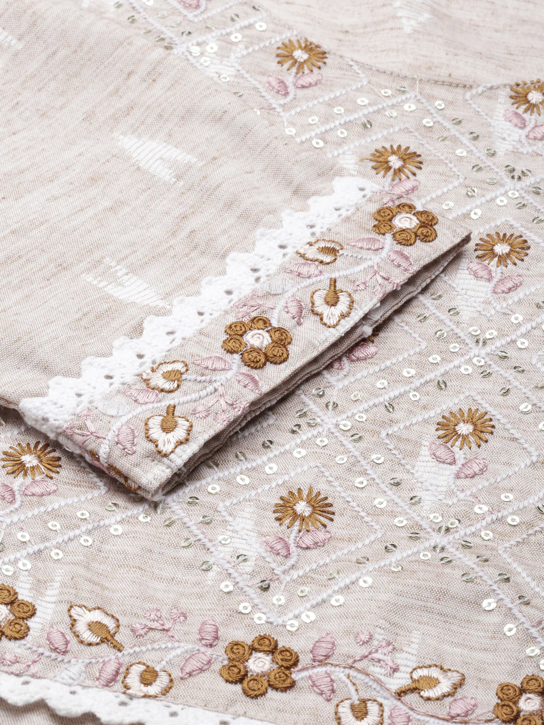 Neerus Grey Straight Printed Viscose Rayon Kurta - Image 5