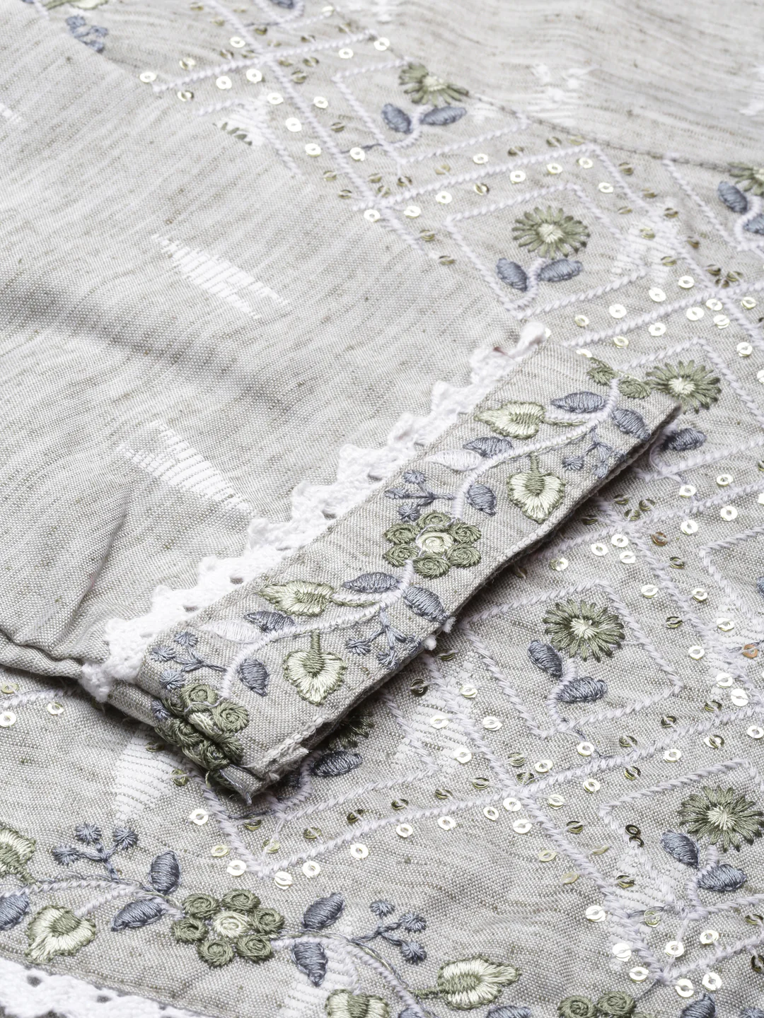 Neerus Grey Straight Printed Viscose Rayon Kurta - Image 5