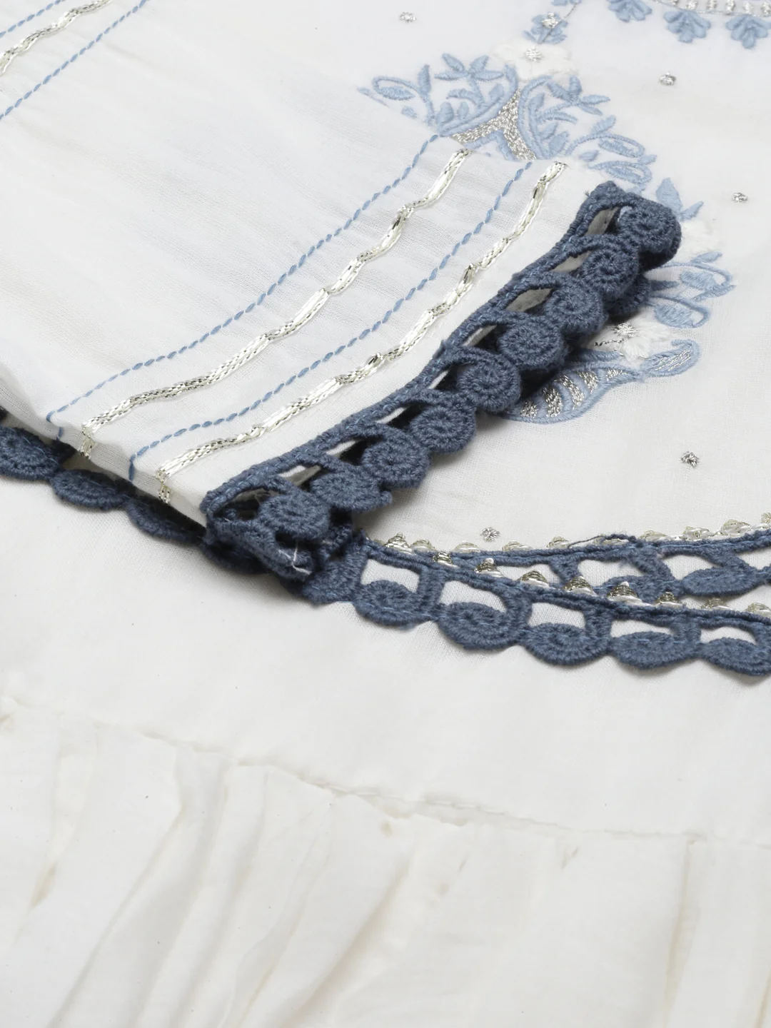 Neerus Indigo Color Cotton Fabric Kurta With Dupatta - Image 6
