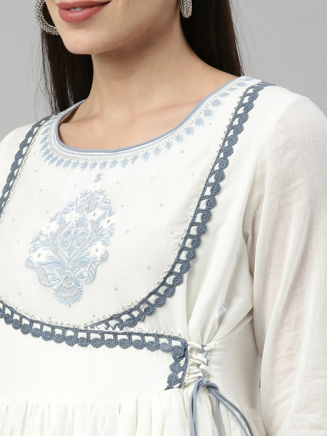 Neerus Indigo Color Cotton Fabric Kurta With Dupatta - Image 9