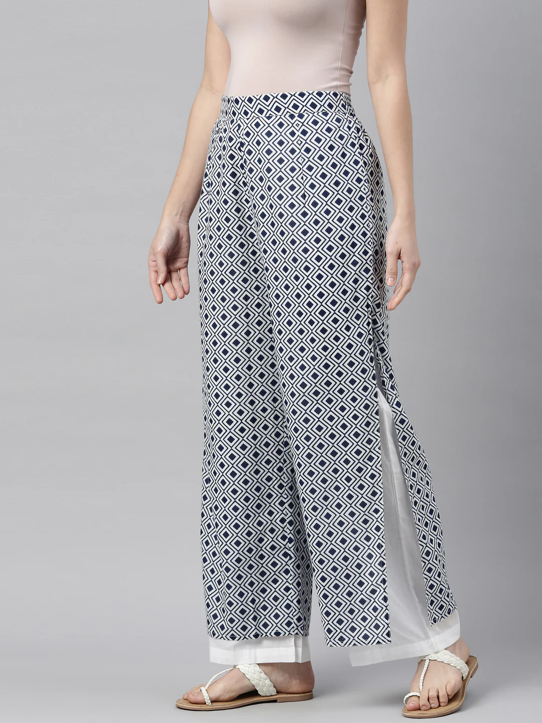 Neerus Indigo Color Cotton Fabric Plazzo - Image 3