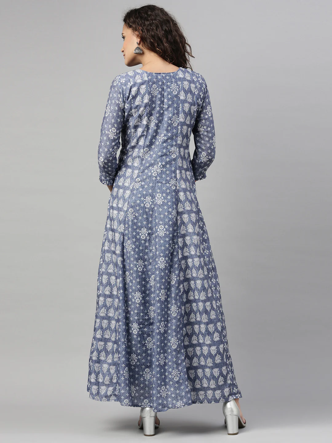 Neerus Indigo Color Model Fabric Kurta - Image 2
