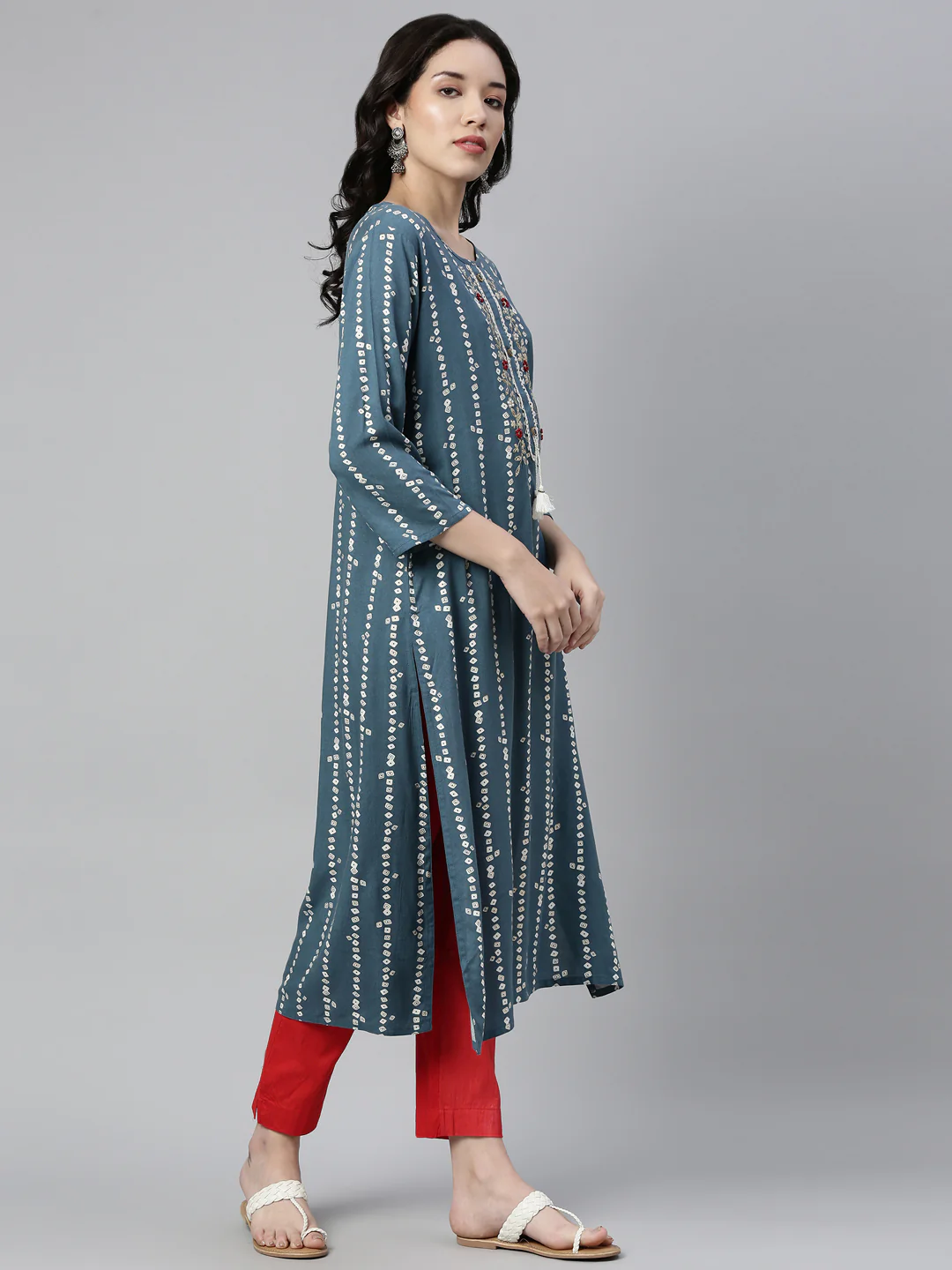 Neerus Indigo Color Rayon Fabric Kurta