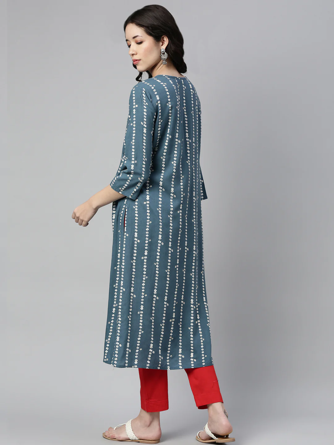 Neerus Indigo Color Rayon Fabric Kurta - Image 2