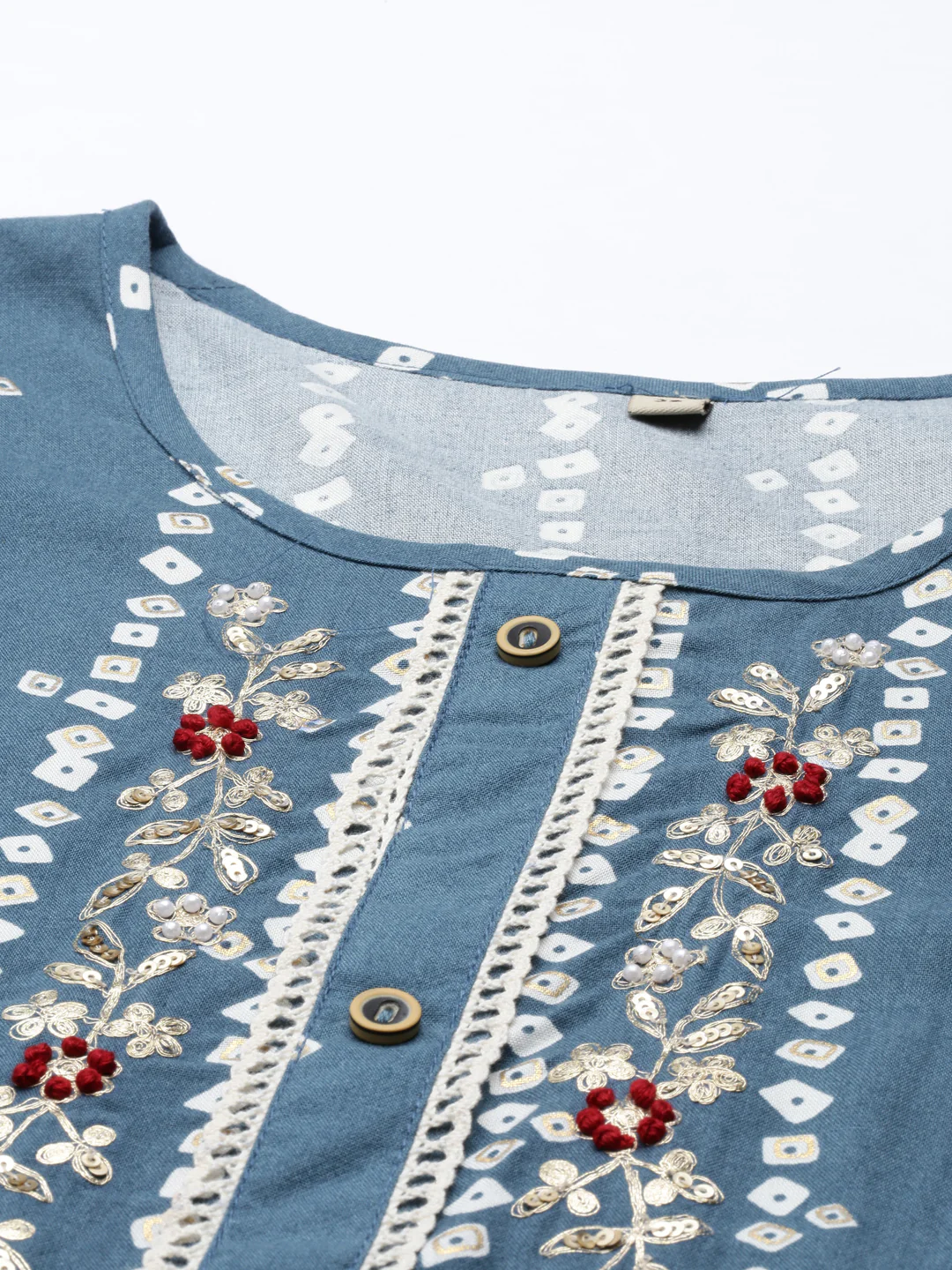 Neerus Indigo Color Rayon Fabric Kurta - Image 5