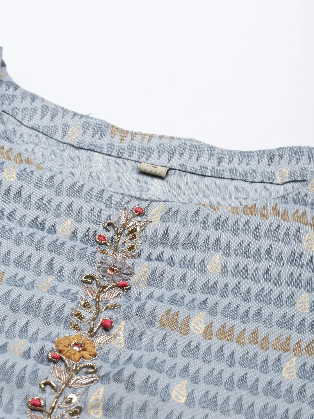Neerus Indigo Color Slub Rayon Fabric Kurta - Image 2