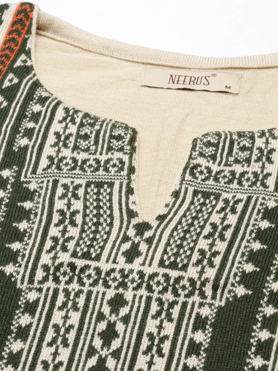 Neerus Ivory Color Winter Wear Kurtha - Image 4
