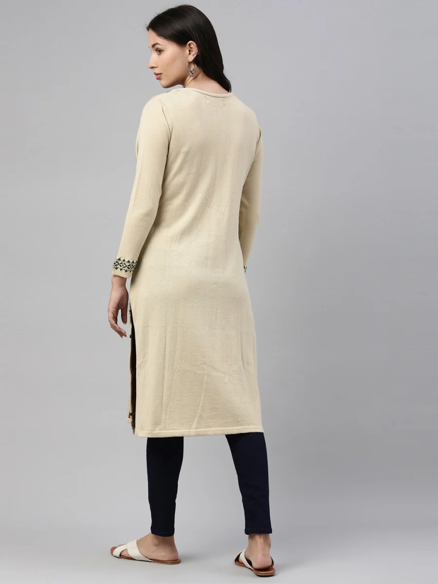 Neerus Ivory Color Winter Wear Kurtha - Image 8