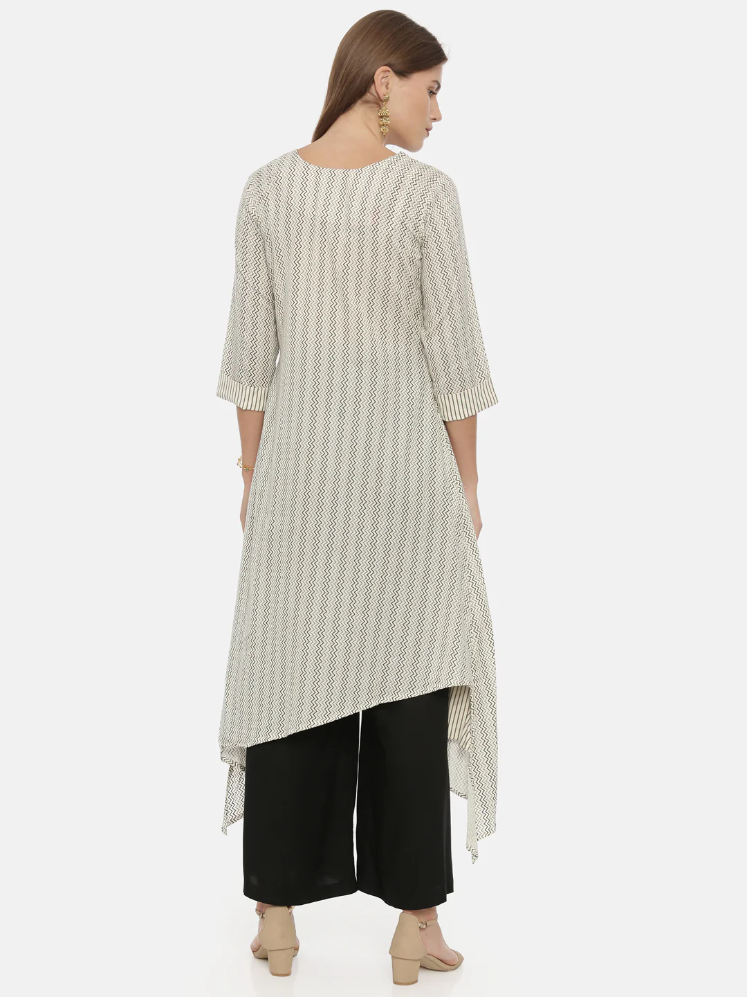 Neerus Ivory Printed High Low Kurta - Image 5